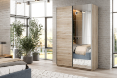 Шкафы-купе 2-х дверные, Шкаф-купе Smart 1424 2х дверный (фасады ЛДСП,зеркало) профиль серебро