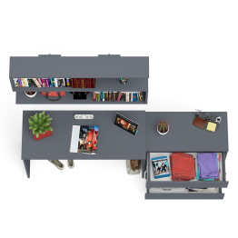 Комод три ящика Мори 800 с письменным столом 1200 и навесной полкой 1200