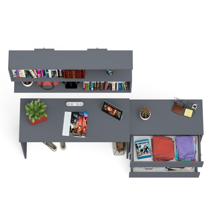 Прямые компьютерные столы, Комод три ящика Мори 800 с письменным столом 1200 и навесной полкой 1200