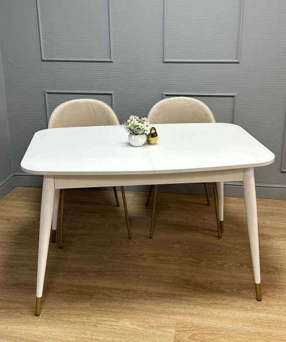 Обеденные столы, Стол Kenner K1250 раздвижной, стекло белое сатин