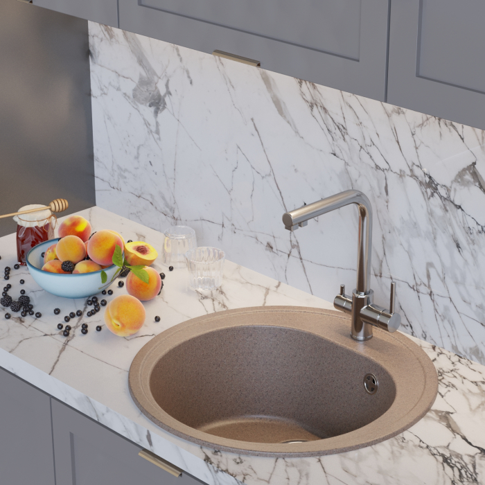 Кухонные мойки, Мойкa ML-GM11 круглая, 500мм (глуб. чаши 180) NEW*