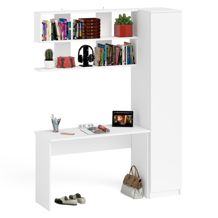 Прямые компьютерные столы, Пенал высокий с дверкой с письменным столом Мори МСП1200.1 и открытой навесной полкой