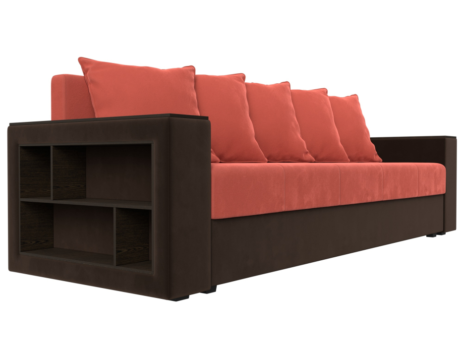 Диваны кровати со спальным местом, Диван прямой Дубай Лайт полки слева, микровельвет