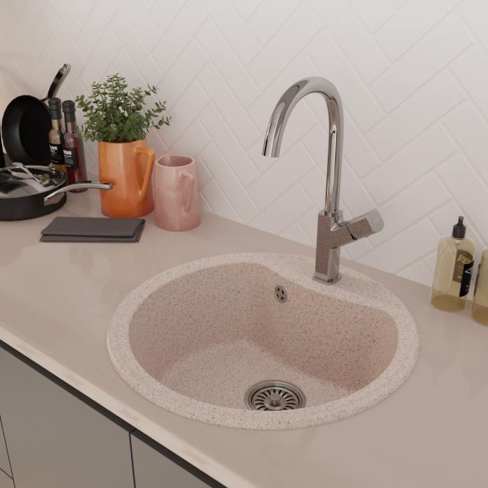 Кухонные мойки, Мойкa ML-GM09 круглая, 510 мм (глуб. чаши 190) NEW*