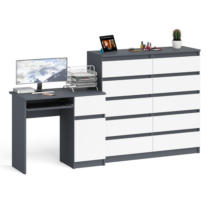 Компьютерные столы, Комод большой МК1200 10-ть ящиков Мори и стол компьютерный МС-1 правый