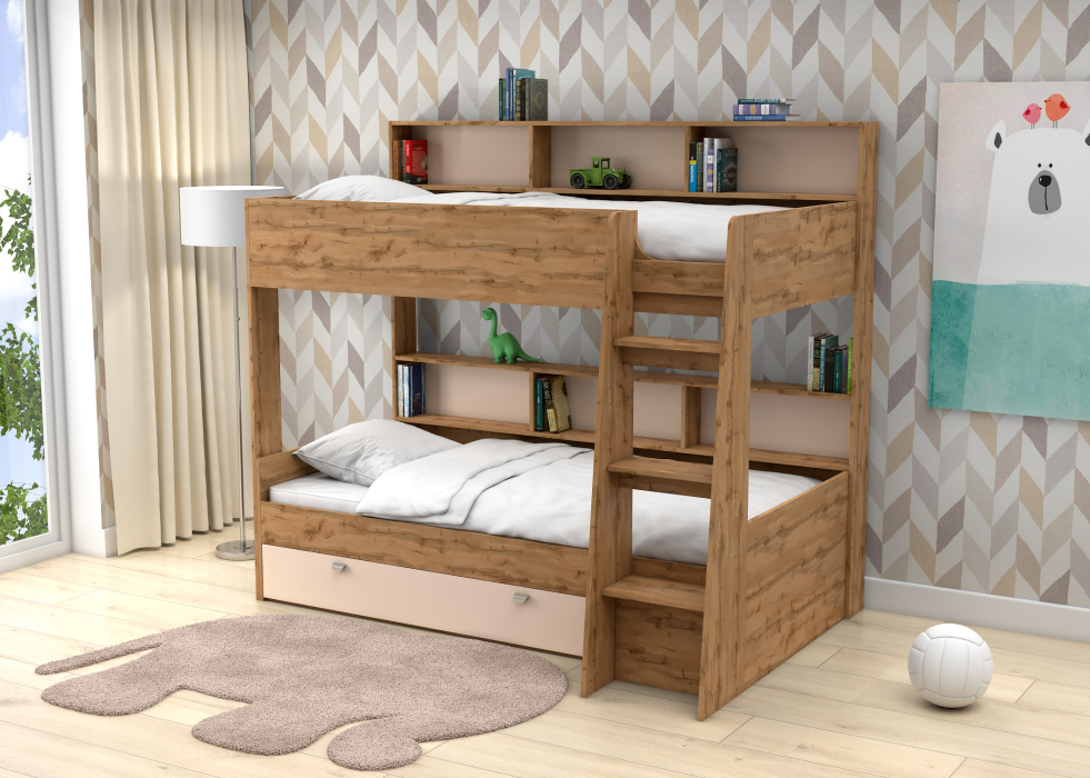 Для подростков, Двухъярусная кровать Golden Kids 1 дуб вотан