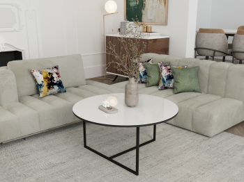 Стол журнальный Маджоре Glass белая Lacobel