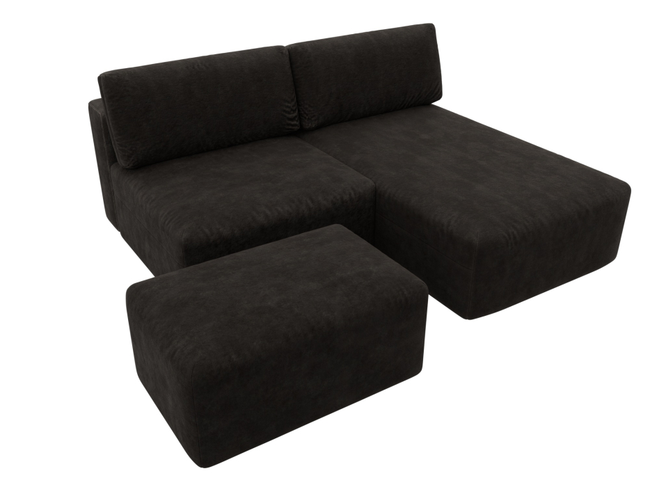 Диваны угловые в гостиную, Диван угловой модульный с пуфом Лига-060 НПБ угол универсальный, велюр BRUT