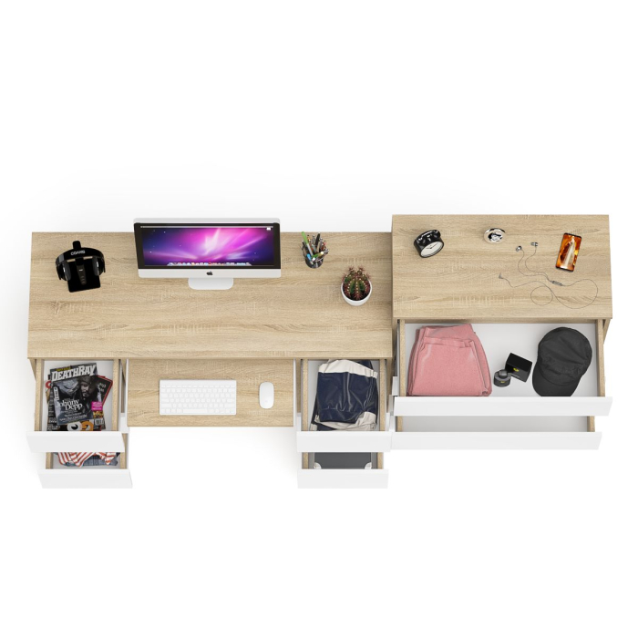 Компьютерные столы, Комод 800 4-ре ящика Мори и двухтумбовый компьютерный стол МС-2