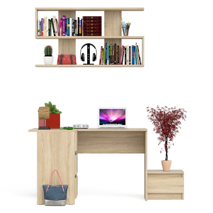 Угловые, Угловой стол компьютерный Мори МС-16 левый с тумбочкой с ящиком 400 и полкой на 1200