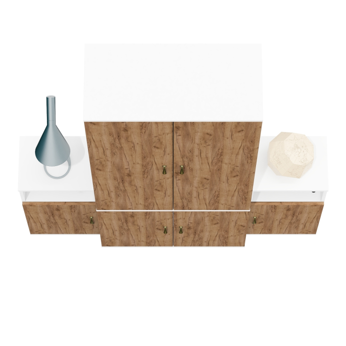 Домашние кабинеты, Широкий шкаф для одежды Лидер-8 и две тумбочки с нишей и полкой за дверкой