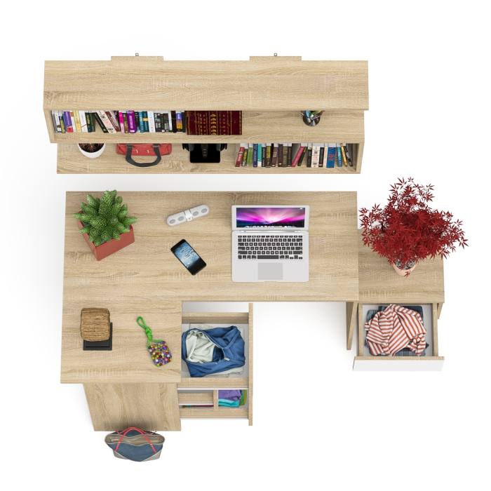 Угловые, Угловой стол компьютерный Мори МС-16 левый с тумбочкой с ящиком 400 и полкой на 1200