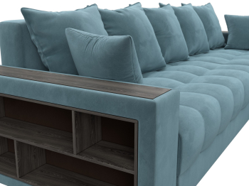 Диван угловой с декором и полкой Лига-050 НПБ, велюр SEVEN