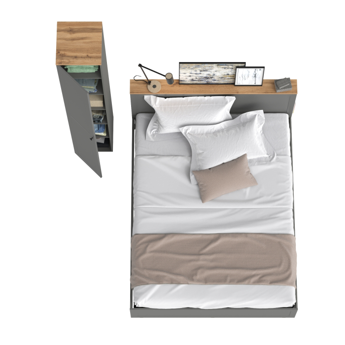 Спальные гарнитуры, Кровать двухспальная с ортопедическим основанием и шкаф-пенал Остин