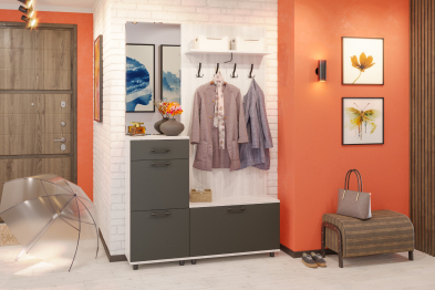 Модульная прихожая Грейс композиция 9  Снежный Ясень