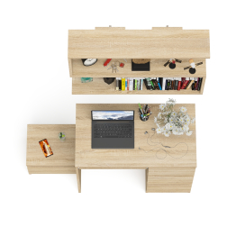 Компьютерный стол Мори МС-6 ящики справа с навесной полкой 900 и тумбой с ящиком