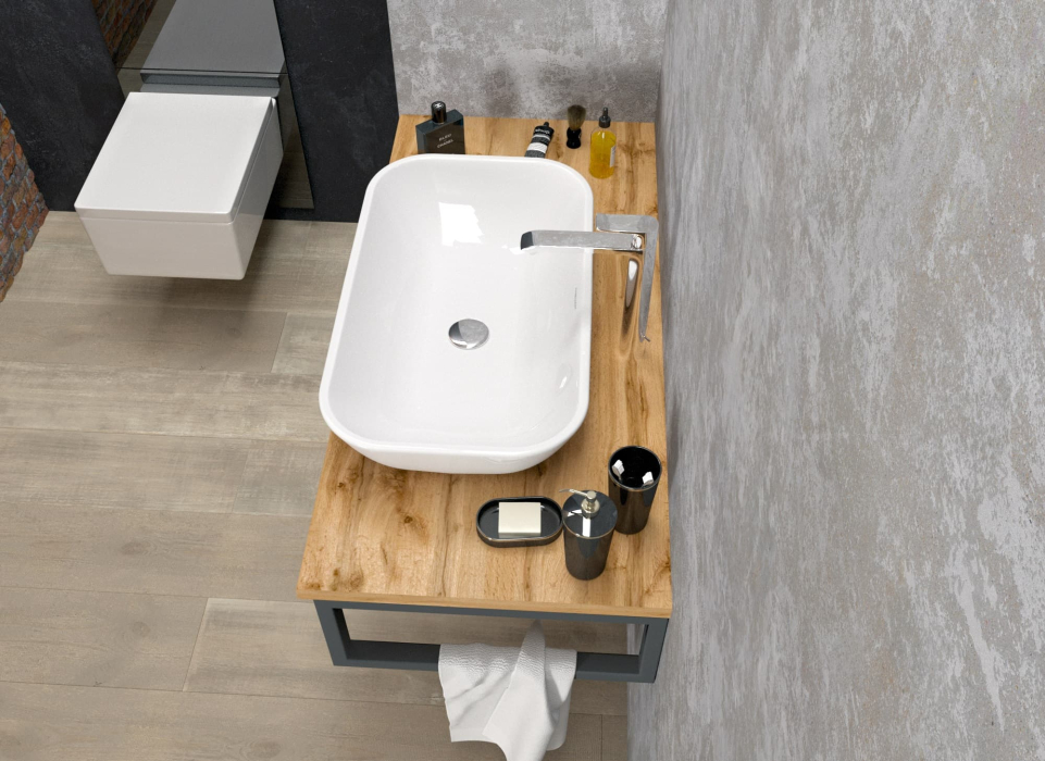 Тумбы в ванную комнату, Столешница для ванной 1Marka GRUNGE LOFT 100 