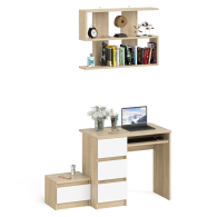 Прямые компьютерные столы, Стол компьютерный три ящика МС-6 левый с тумбочкой ТМП400 и навесной полкой 900 Мори