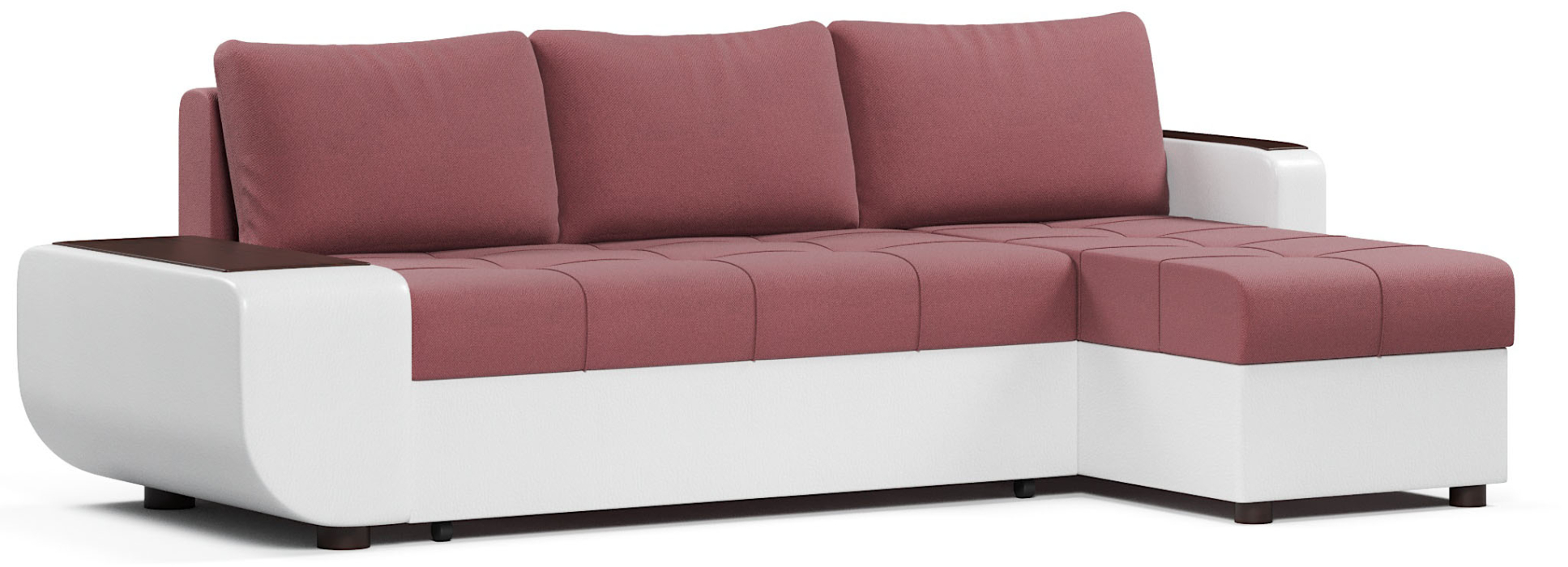 Диваны угловые в гостиную, Диван-кровать угловой Атланта со столиком еврокнижка,велюр+экокожа