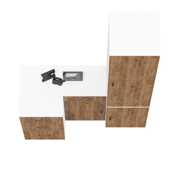 Домашние кабинеты, Две тумбочки Лидер-8 МД 3.15 и МД 3.16 и пенал глубиной 375 мм. МД 21Б