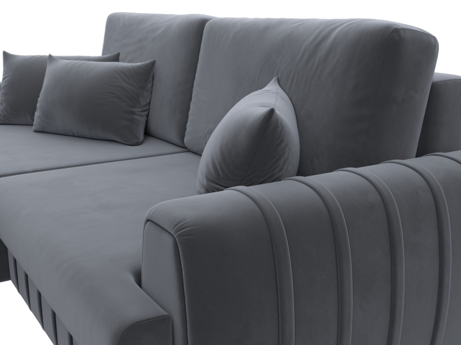 Диваны угловые в гостиную, Диван угловой Лига-057 НПБ угол левый, велюр SEVEN