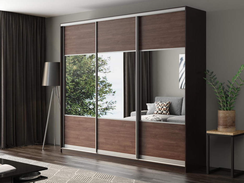 Шкафы-купе, Шкаф-купе Айсберг 260 ВЕНГЕ (шамони темный/комбинированный)