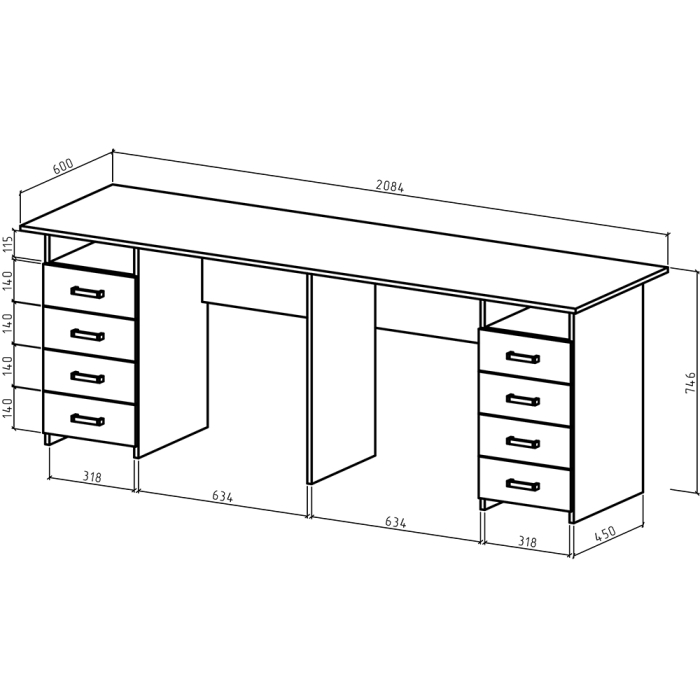 Прямые, Письменный стол Лайт-15