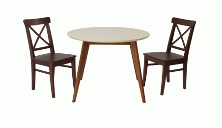 Стол Сканди К 100 орех/слоновая кость со стульями Ингольф орех