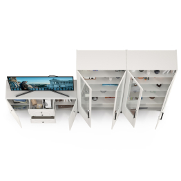 Широкий стеклянный шкаф и тумба-комод Валенсия № 111