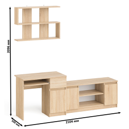 Однотумбовый компьютерный стол Мори МС-1 правый с тумбой МТВ1200.1 и открытой полкой на 900