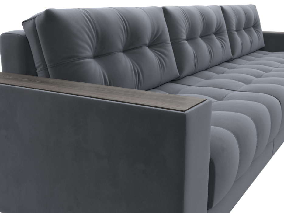 Дизайнерские диваны для гостиной, Диван угловой с декором Лига-049 НПБ Лонг, велюр SEVEN