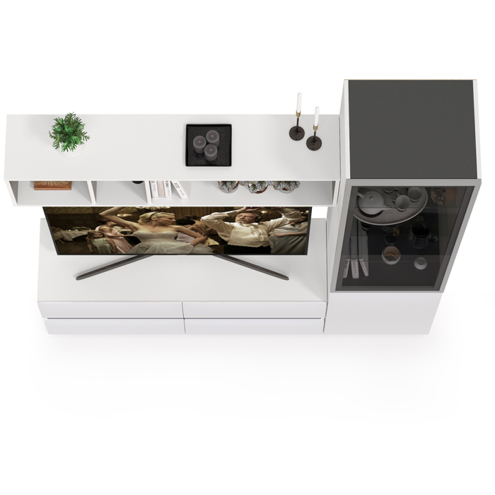 Стенки для гостиной, Гостиная Сидней с фасадами стекло