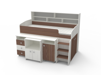 Кровать чердак Малыш 5, Белое Дерево