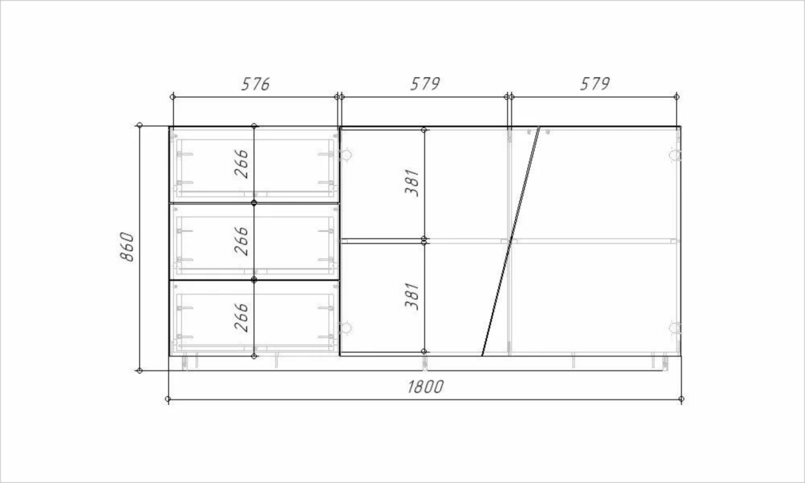 Комоды, Комод Вега (Цесена) Белый - 180 МДФ