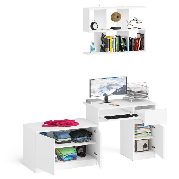 Прямые компьютерные столы, Стол компьютерный однотумбовый Мори МС-1 правый с верхней полкой 900 и тумбой