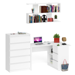 Комод Мори МК700.5 со столом компьютерным угловым МС-16 правым и открытой полкой 1200