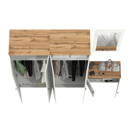 Тумба две дверки с навесным зеркалом и два шкафа Остин