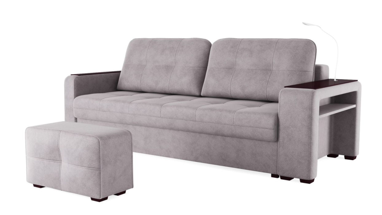 Диваны с ящиком для белья, Диван-кровать прямой Smart 4 пуф справа Велюр