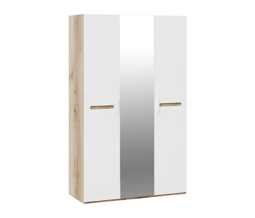 Шкафы распашные, Фьюжн  Шкаф комбинированный (с 3 дверями) (белый глянец/дуб делано)