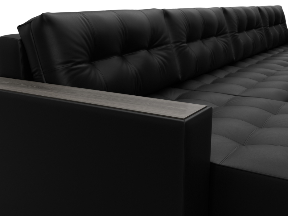 Дизайнерские диваны для гостиной, Диван П-образный с декором Лига-049 НПБ Лонг, экокожа GRIFON