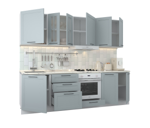 Кухонный гарнитур Регина Белый/МДФ Modern Серый 2,6 м