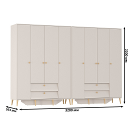 Два шкафа 4-х дверных в спальню Афина с ящиками и дверками