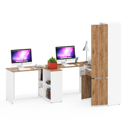 Рабочее место Лидер-8 для двоих из столов-трансформеров с тумбочкой 3.15 и пенала МД 21Б