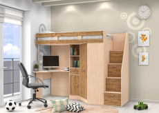 Кровати-чердаки, Кровать чердак Golden Kids 6 дуб молочный