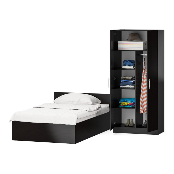 Спальные гарнитуры, Кровать односпальная 1200 со шкафом для одежды 2-х створчатым Стандарт