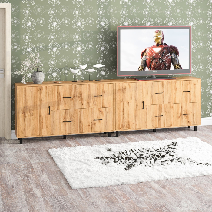 ТВ-тумбы, Два комода-тумбы с выдвижными ящиками и дверками РВК 125-1504