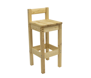 Стул барный из массива с низкой спинкой