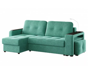 Диван-кровать угловой Smart 4 пуф справа Велюр