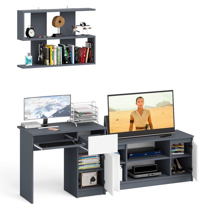 Прямые компьютерные столы, Однотумбовый компьютерный стол Мори МС-1 правый с тумбой МТВ1200.1 и открытой полкой на 900