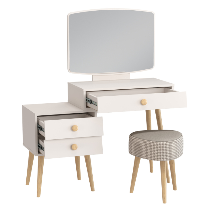 С зеркалом, Банкетка на трёх ножках Ева и трюмо в спальню Афина